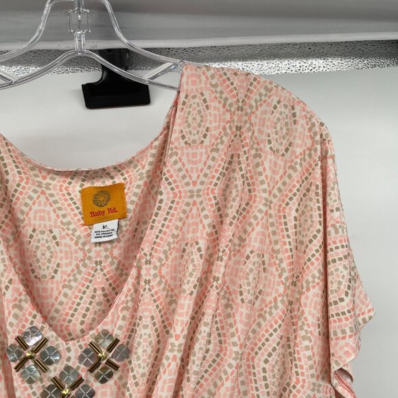 Ruby Rd. Womens Maxi Dress Short Sleeve Embellished Multicolor Size Medium - Picture 4 of 8